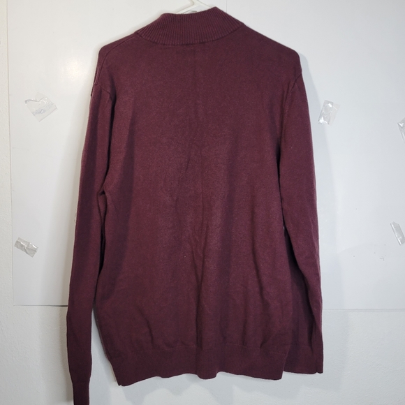 Men's Hawker Rye Cotton Cashmere 1/4 zip sweater Burgandy Size L - Picture 4 of 8